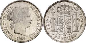 1859. Isabel II. Madrid. 20 reales. (AC. ... 