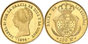 1855. Isabel II. Barcelona. 100 reales. (AC. ... 