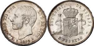 1885*1887. Alfonso XII. MSM. 5 pesetas. (AC. ... 
