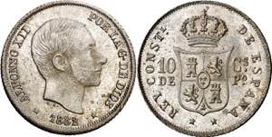 1882. Alfonso XII. Manila. 10 centavos. (AC. ... 