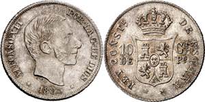 1883. Alfonso XII. Manila. 10 centavos. (AC. ... 
