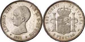 1891*1891. Alfonso XIII. PGM. 5 pesetas. ... 