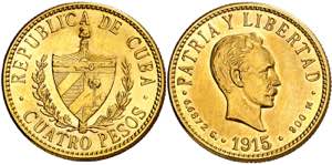 Cuba. 1915. 4 pesos. (Fr. 5) (Kr. 18). ... 