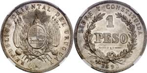 Uruguay. 1893. R (Roma). 1 peso. (Kr. 17a). ... 