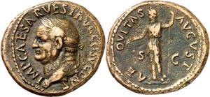(74 d.C.). Vespasiano. As. (Spink 2356 var) ... 