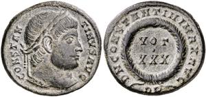 (329 d.C.). Constantino I. Roma. AE 19. ... 