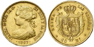 1867. Isabel II. Madrid. 10 escudos. (AC. ... 