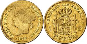 1863. Isabel II. Manila. 1 peso. (AC. 823). ... 