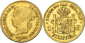 1864. Isabel II. Manila. 1 peso. (AC. 826). ... 