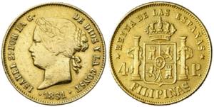 1861. Isabel II. Manila. 4 pesos. (AC. 852). ... 