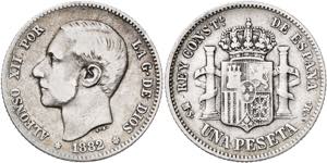 1882/1*--81. Alfonso XII. MSM. 1 peseta. ... 