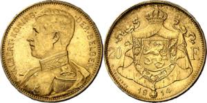 Bélgica. 1914. Alberto. 20 francos. (Fr. ... 