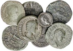 Lote formado por: 1 denario, 5 sestercios y ... 