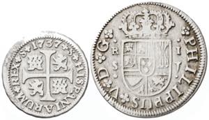 1726 y 1737. Felipe V. Sevilla. 1/2 y 1 ... 