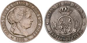 1867 y 1868. Isabel II. Barcelona. OM. 1 ... 