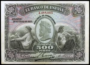 1907. 500 pesetas. (Ed. B100) (Ed. 316). 28 ... 