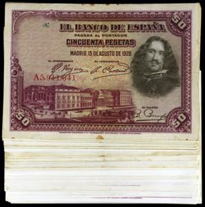 1928. 50 pesetas. 15 de agosto, Velázquez. ... 