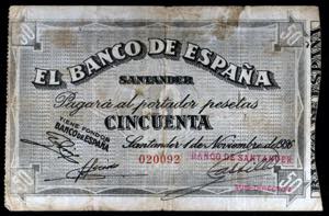 1936. Santander. 50 pesetas. (Ed. C29e) (Ed. ... 