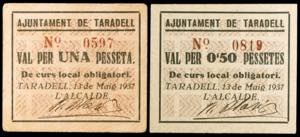 Taradell. 50 céntimos y 1 peseta. (T. 2822 ... 