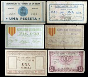 Lote de 6 billetes catalanes de la Guerra ... 