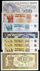 Moldova. Banco Nacional. 8 billetes de ... 