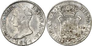 1811. José Napoleón. Madrid. AI. 4 reales. ... 