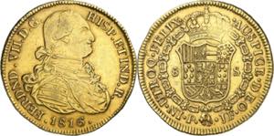1816. Fernando VII. Popayán. JF. 8 escudos. ... 