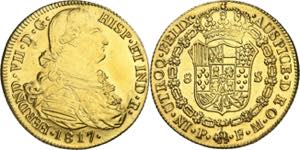 1817. Fernando VII. Popayán. FM. 8 escudos. ... 