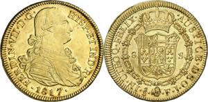 1817. Fernando VII. Santiago. FJ. 8 escudos. ... 