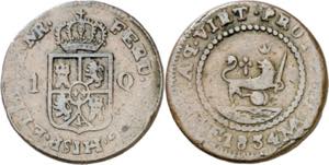 1834. Fernando VII. Manila. 1/4 de real. ... 