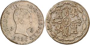 1826. Fernando VII. Jubia. 2 maravedís. ... 