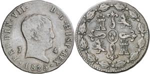 1825. Fernando VII. Jubia. 4 maravedís. ... 