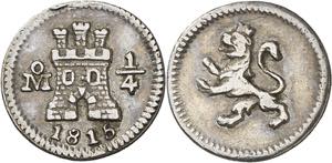 1815. Fernando VII. México. 1/4 de real. ... 