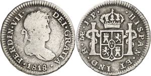 1818. Fernando VII. Lima. JP. 1/2 real. (AC. ... 