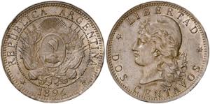Argentina. 1894. 2 centavos. (Kr. 33). Leves ... 