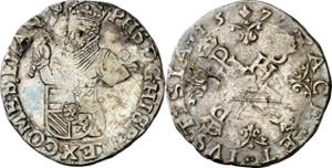 1577. Felipe II. Brujas. 1/2 escudo de los ... 