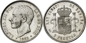 1882/1*1882. Alfonso XII. MSM. 5 pesetas. ... 