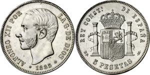 1885*1887. Alfonso XII. MPM. 5 pesetas. (AC. ... 