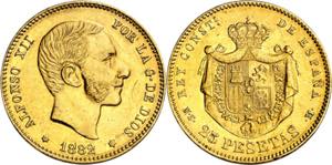 1882*188-. Alfonso XII. MSM. 25 pesetas. ... 