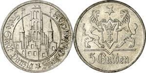 Danzig. 1923. 5 gulden. (Kr.147).  Rayitas. ... 