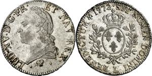 Francia. 1772. Luis XV. L (Bayona). 1 ecu. ... 