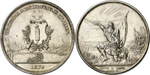 Suiza. 1874. 5 francos. (Kr. S12). Festival ... 