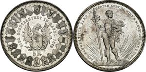 Suiza. 1879. 5 francos. (Kr. S14). Festival ... 