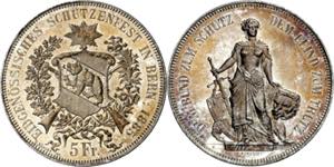 Suiza. 1885. 5 francos. (Kr. S17). Festival ... 