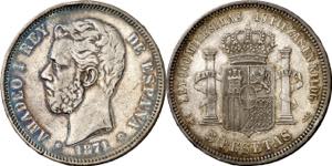 1871*1818. Amadeo I. SDM. 5 pesetas. (AC. ... 