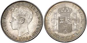 1900*1900. Alfonso XIII. SMV. 1 peseta. ... 