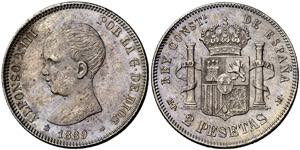 1889*1889. Alfonso XIII. MPM. 2 pesetas. ... 