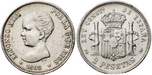 1892*1892. Alfonso XIII. PGM. 2 pesetas. ... 