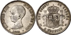 1888*1888. Alfonso XIII. MSM. 5 pesetas. ... 