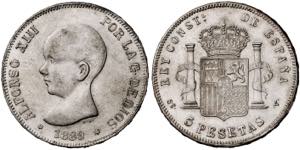 1888*18--. Alfonso XIII. SGV. 5 pesetas. ... 